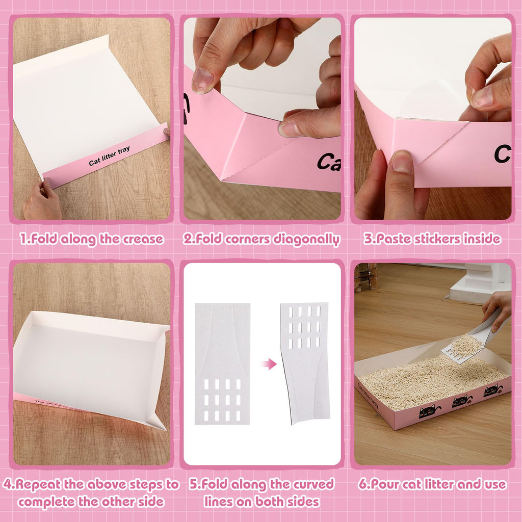 60 Pcs Disposable Cat Litter Boxes with Scoops F715