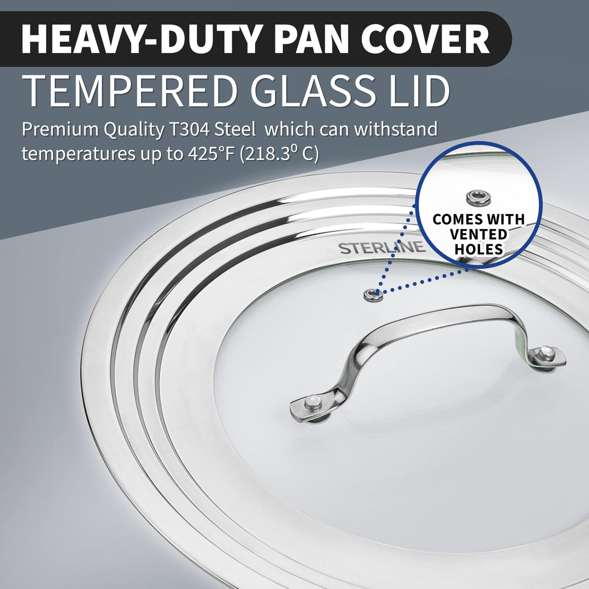 Tempered Glass Universal Lid with Steam Vent L251123