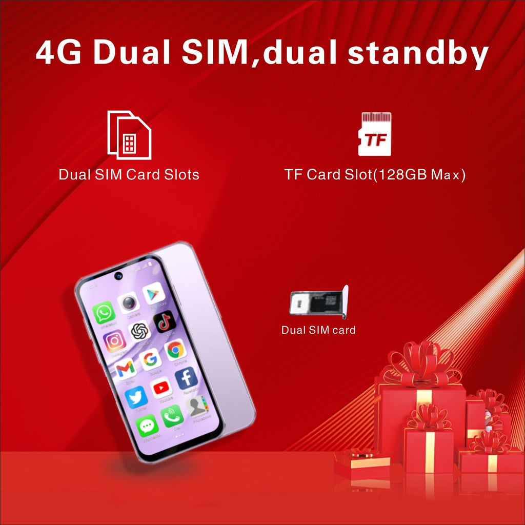 Unlocked Kids Cell Phone 3.88inch HD Touch Screen 4G Dual SIM Android 12 Black Y81331