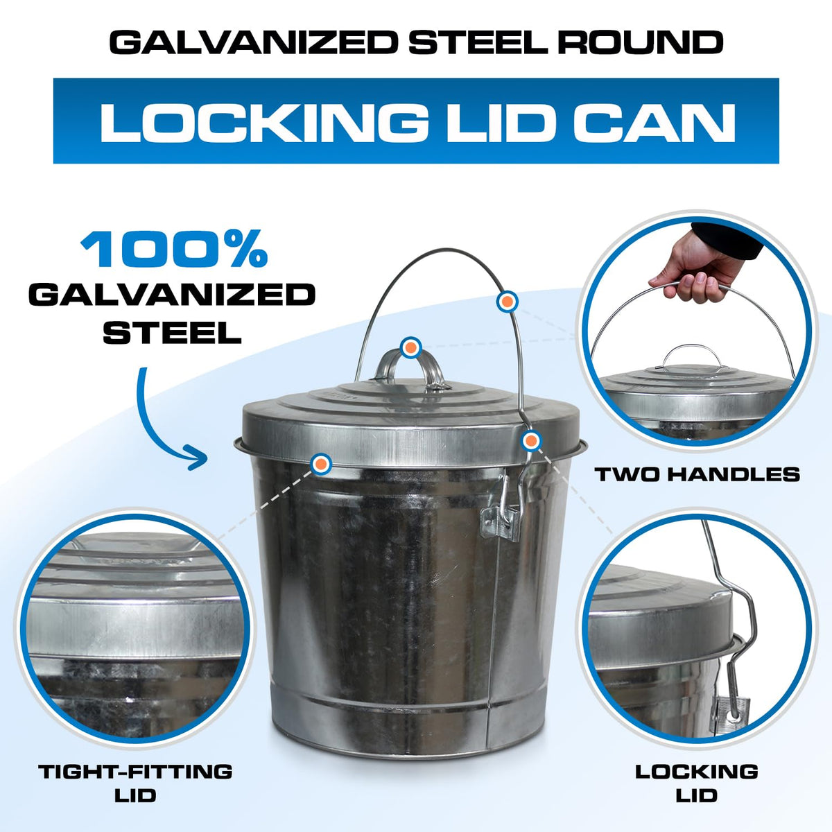 20 Gallon and 6 Gallon Metal Trash Can Set with Lids Y805993