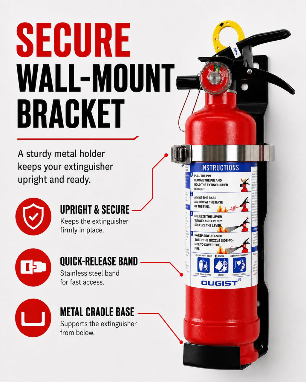 2.5 lb ABC Dry Chemical Fire Extinguisher with Wall Mount D76066