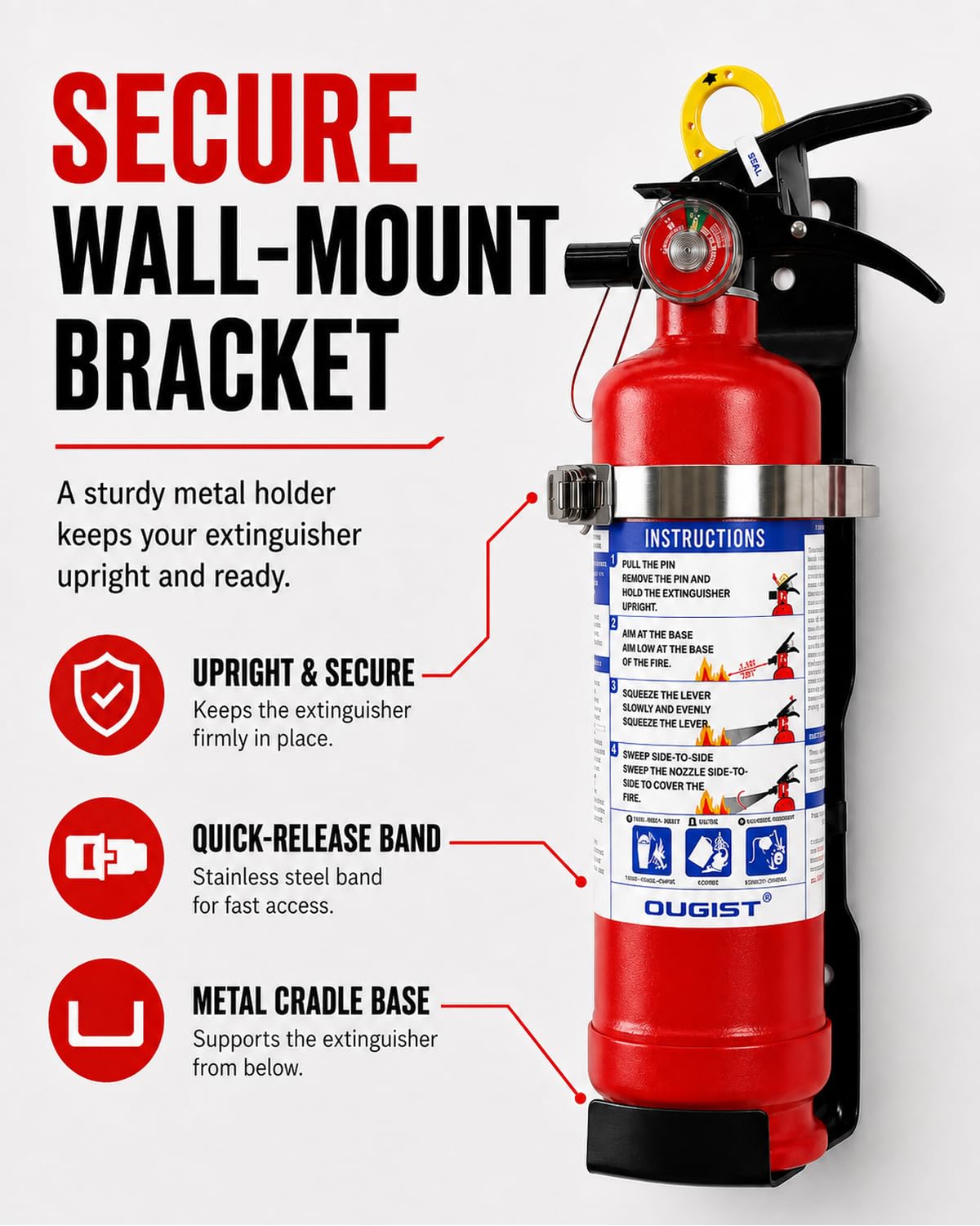 2.5 lb ABC Dry Chemical Fire Extinguisher with Wall Mount D76066