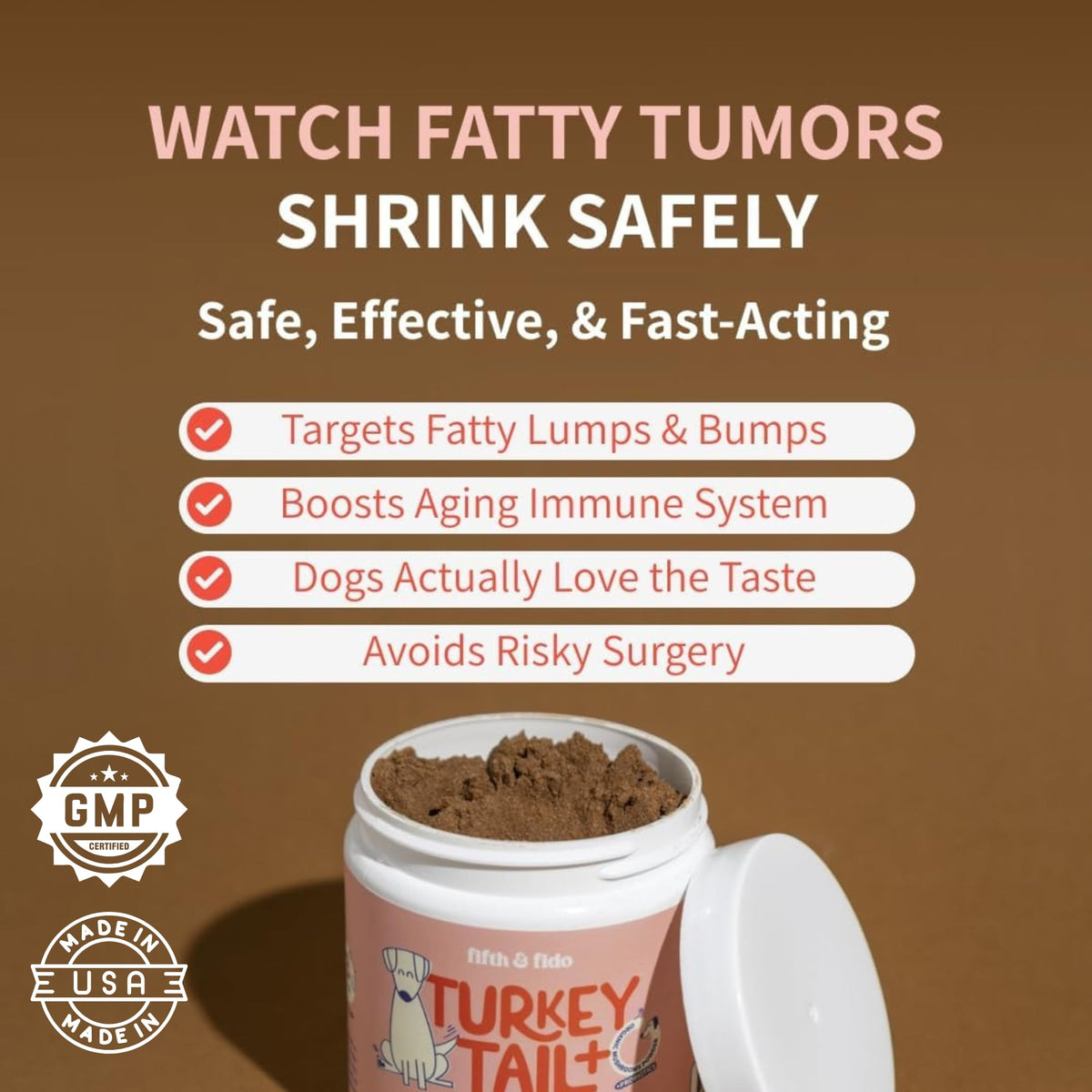 Turkey Tail Mushroom for Dogs Bacon Powder Probiotic E50570