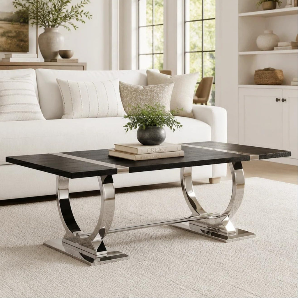 50" Black and Silver Coffee Table W897446