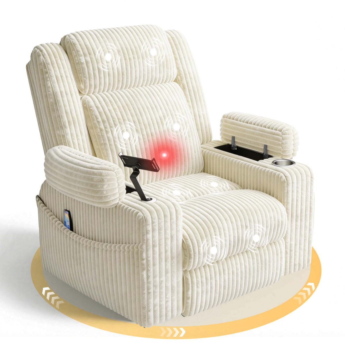 Oversized Swivel Rocker Recliner with Massage and Heat D29986