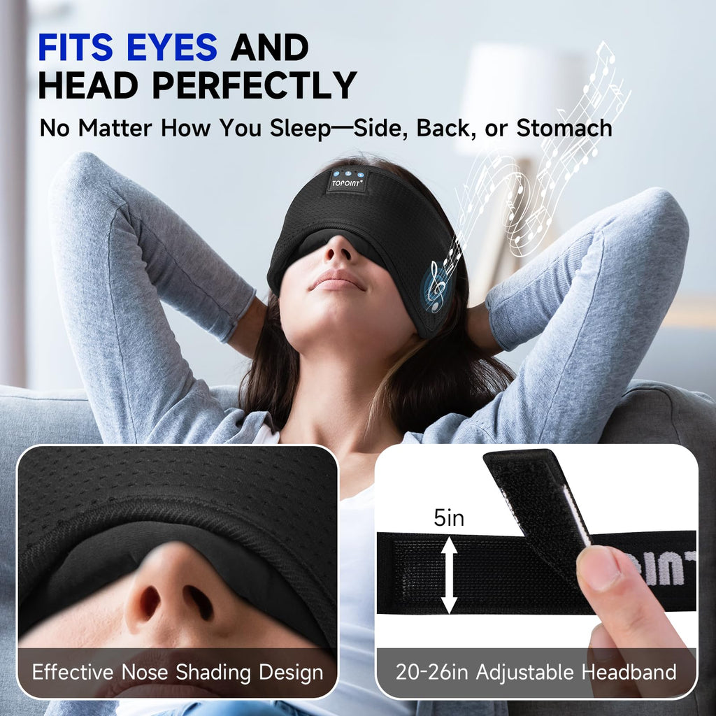 Cotton Sleep Mask Headphones Bluetooth Wireless with Microphone Y466