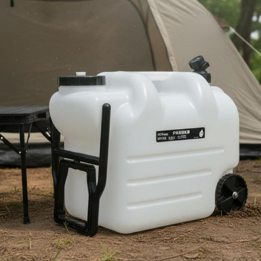 Portable Water Container with Faucet, Wheels, Black E88437