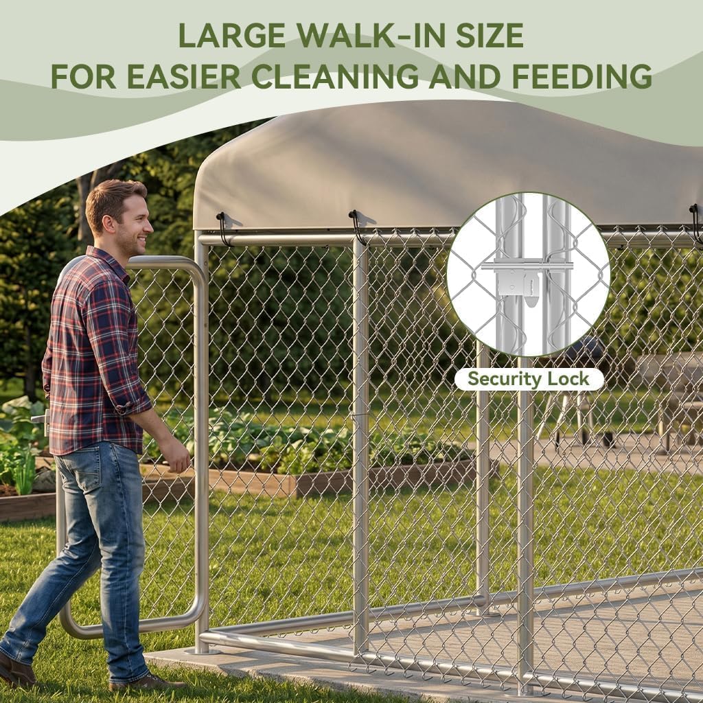 7.55x7.55ft Metal Outdoor Dog Kennel with Roof K361734