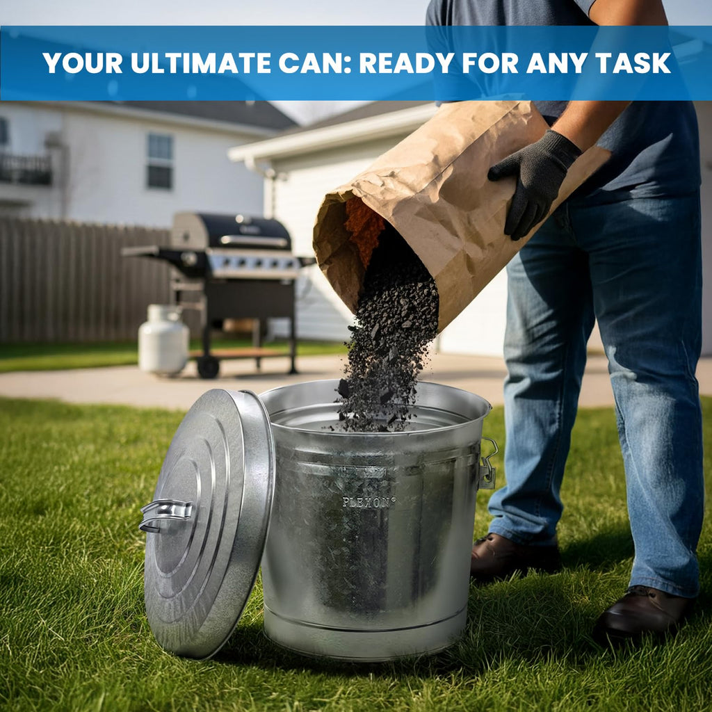 20 Gallon and 6 Gallon Metal Trash Can Set with Lids Y805993