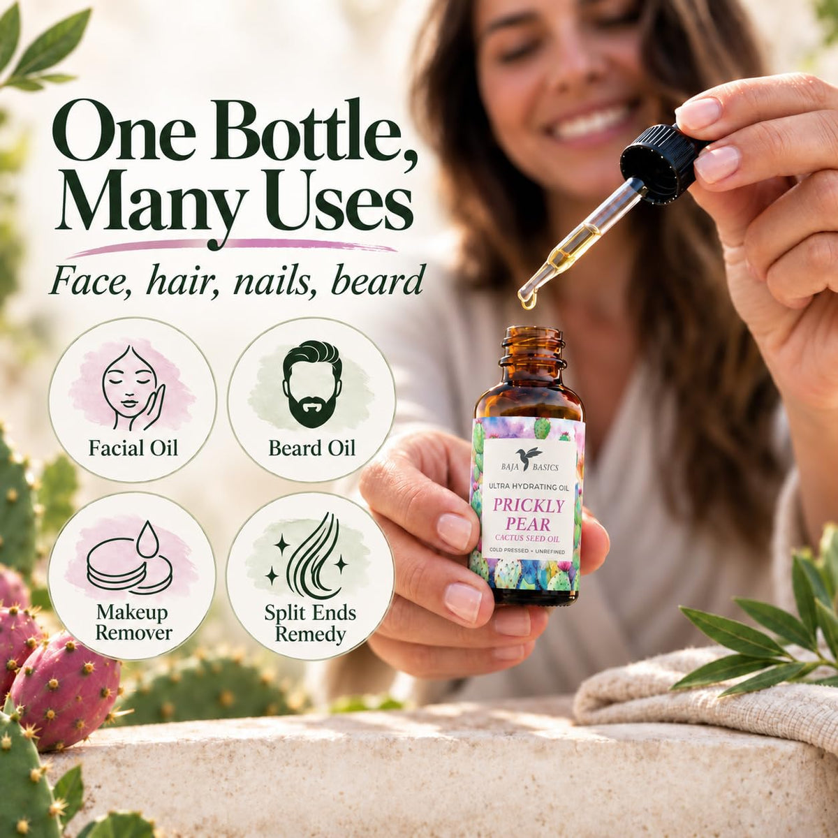 Organic Cold-Pressed Prickly Pear Seed Oil 1 oz L5475