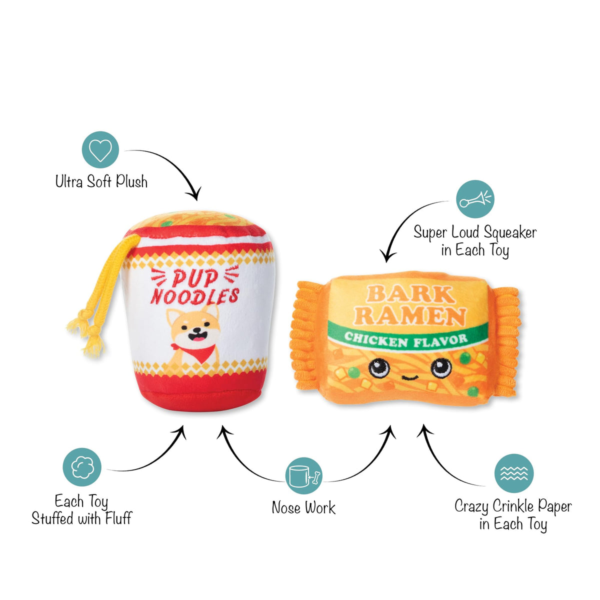Plush Dog Toy Set with Treat Pockets, 2 Piece Set W281668