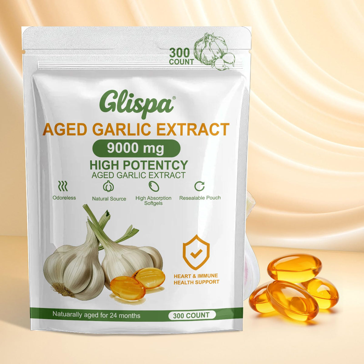 Odorless Aged Garlic Extract Softgels 500mg 300 Count D8778