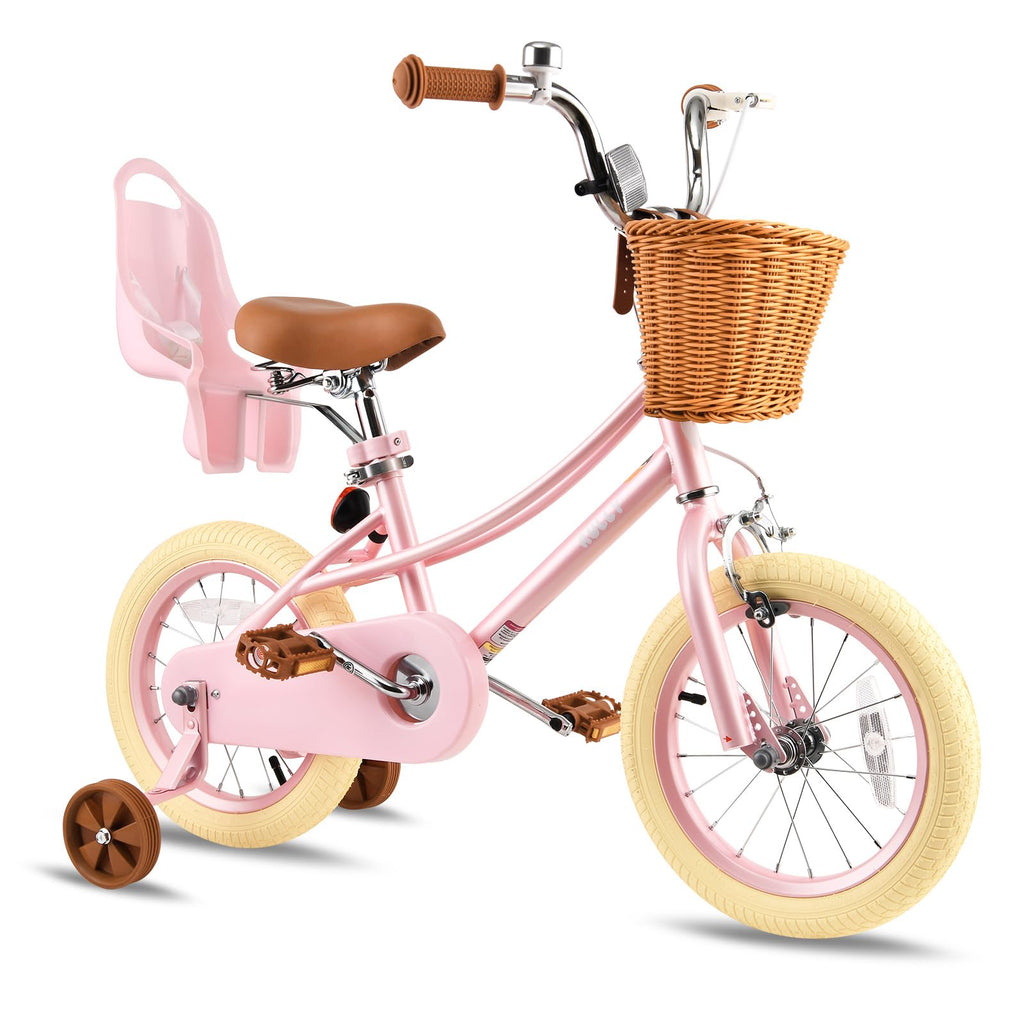 Kids Bike with Training Wheels, Basket and Streamers Q122365