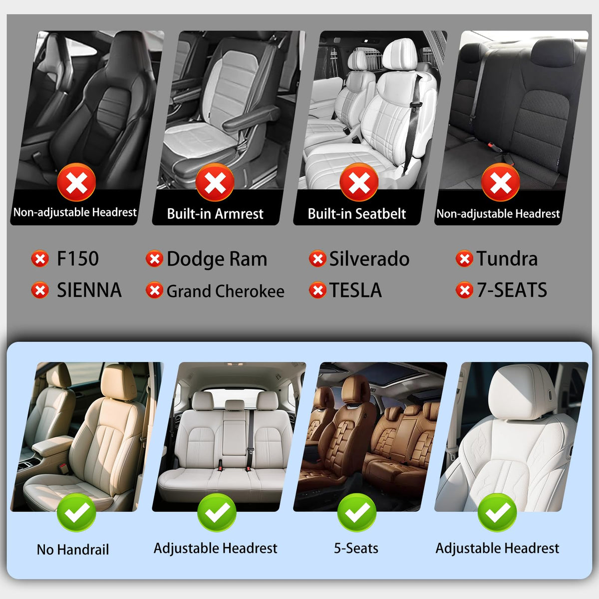 Black Leather 5-Seats Car Seat Covers Q965