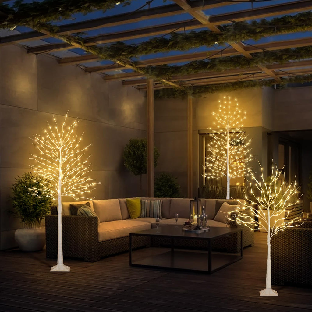 4+6+8FT 3PK Prelit Artificial Christmas Trees with LED Lights X41651