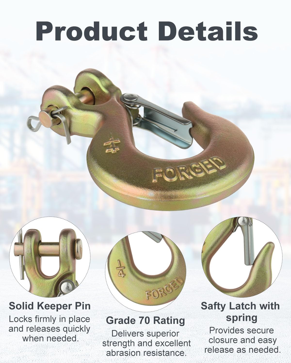 3/8" Clevis Slip Hook with Safety Latch Grade 70 H543