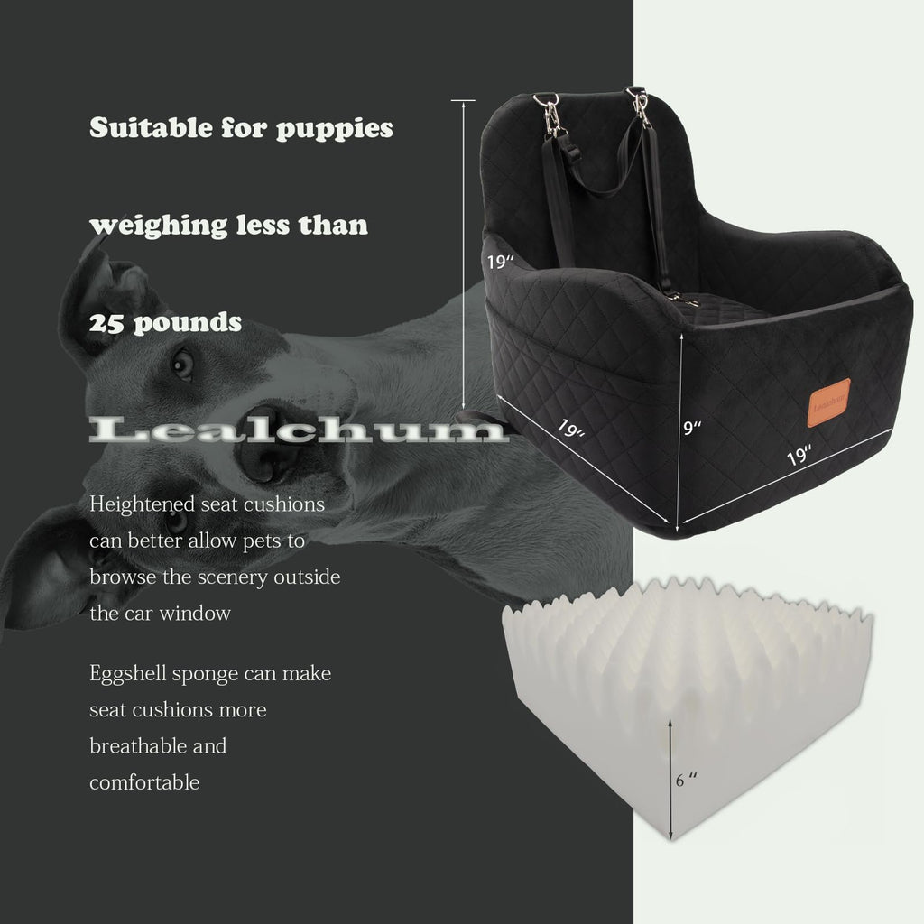 Dog Booster Car Seat for Small/Medium Dogs Up to 35lbs, Black, Medium S653