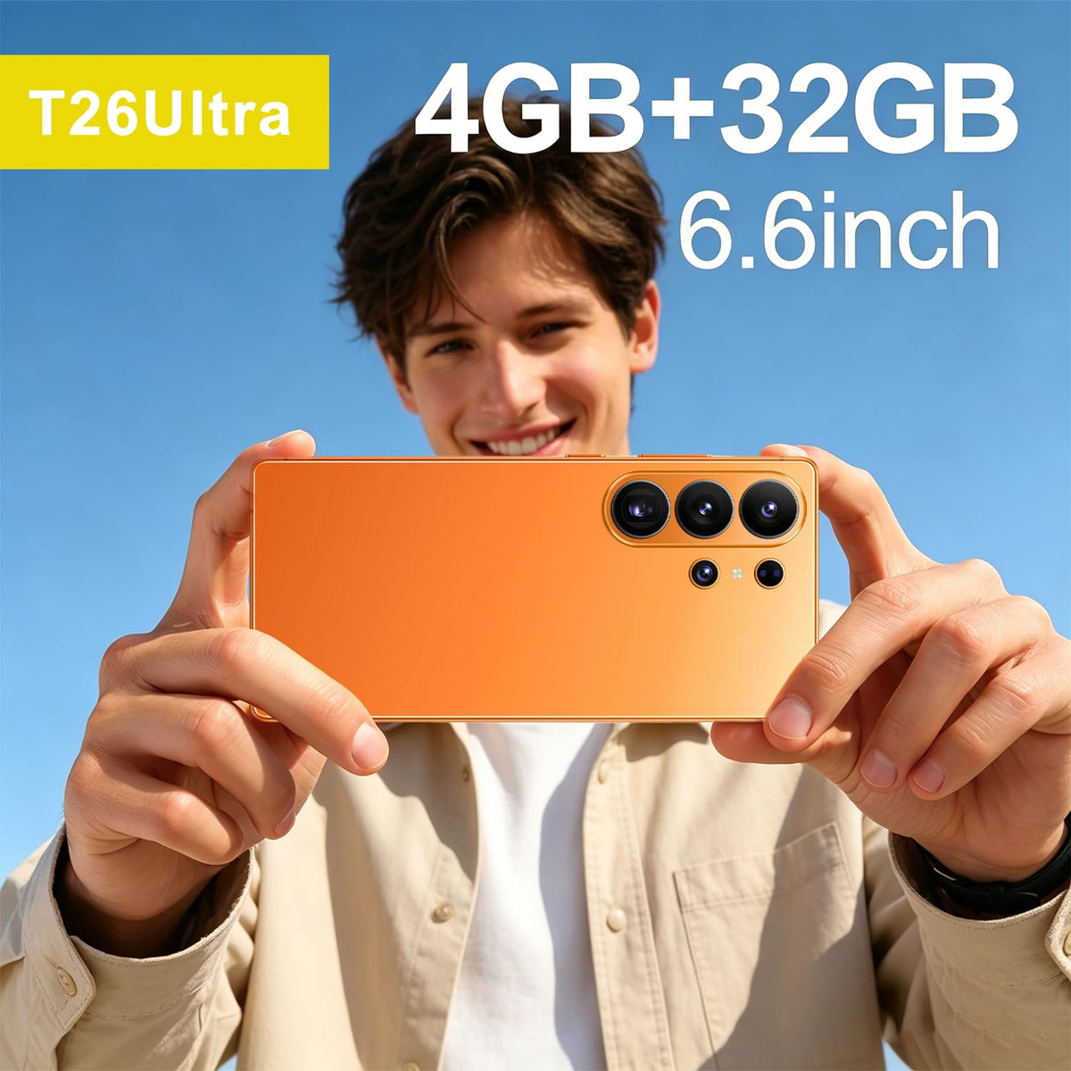4G Unlocked Smartphone 6.6'' HD Display 4GB+32GB Dual SIM Android 12.0 Black A955