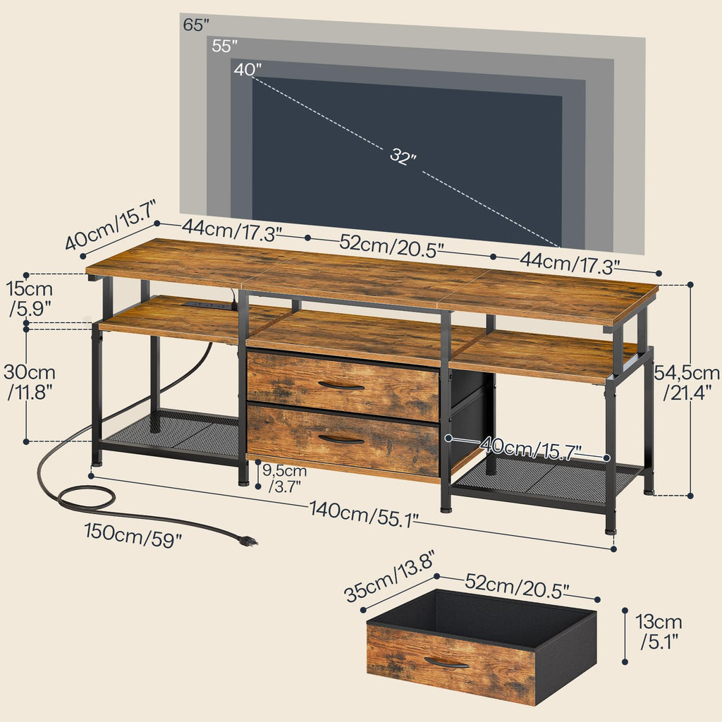 TV Stand with Power Outlet and LED Light H242