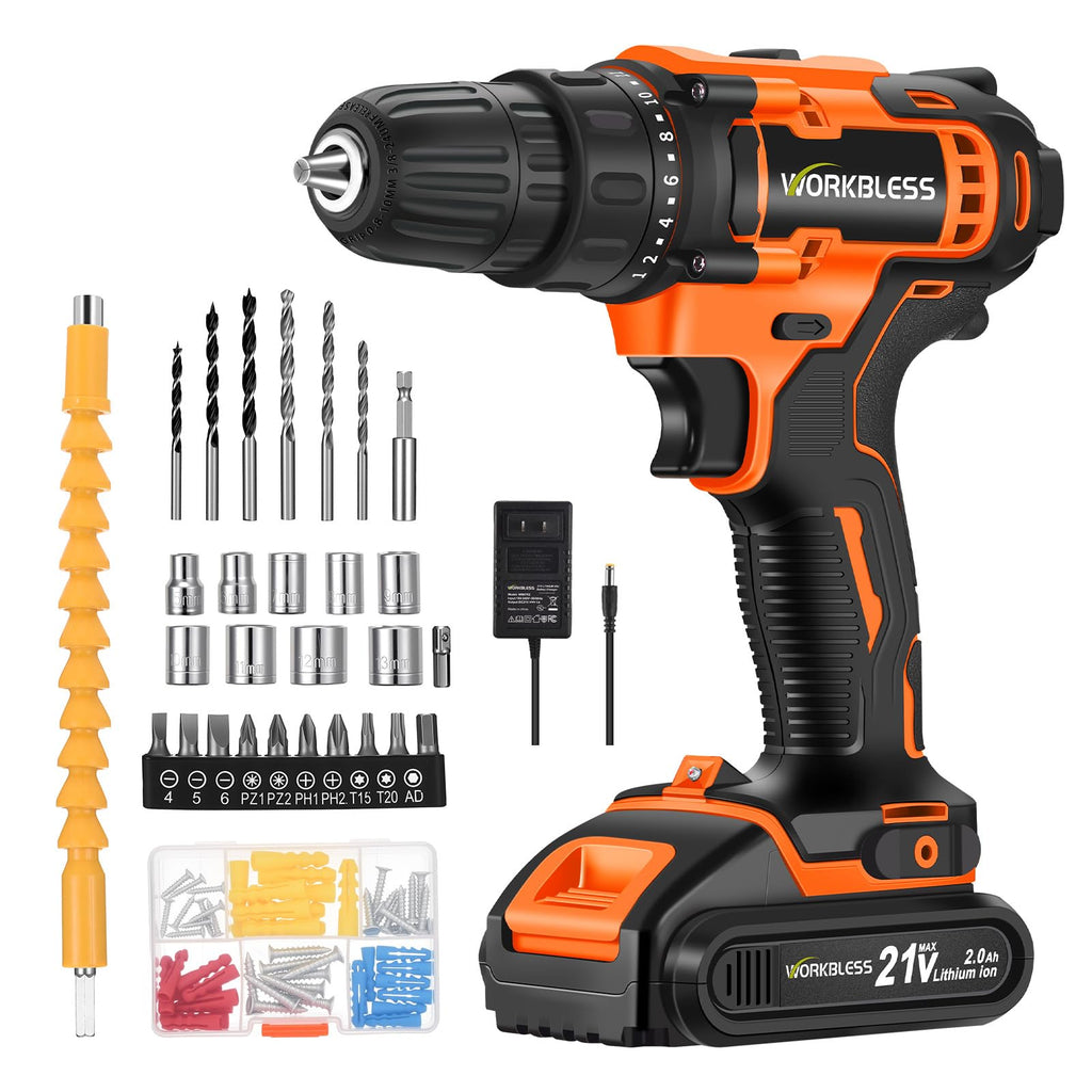 21V Cordless Drill Set with Battery Charger D162521