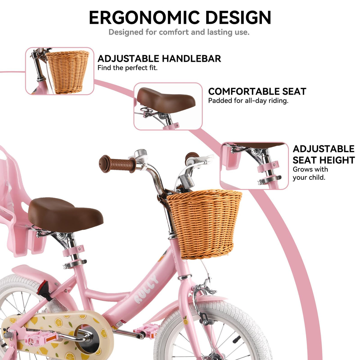 12 14 16 Inch Girls Bike with Training Wheels U33847