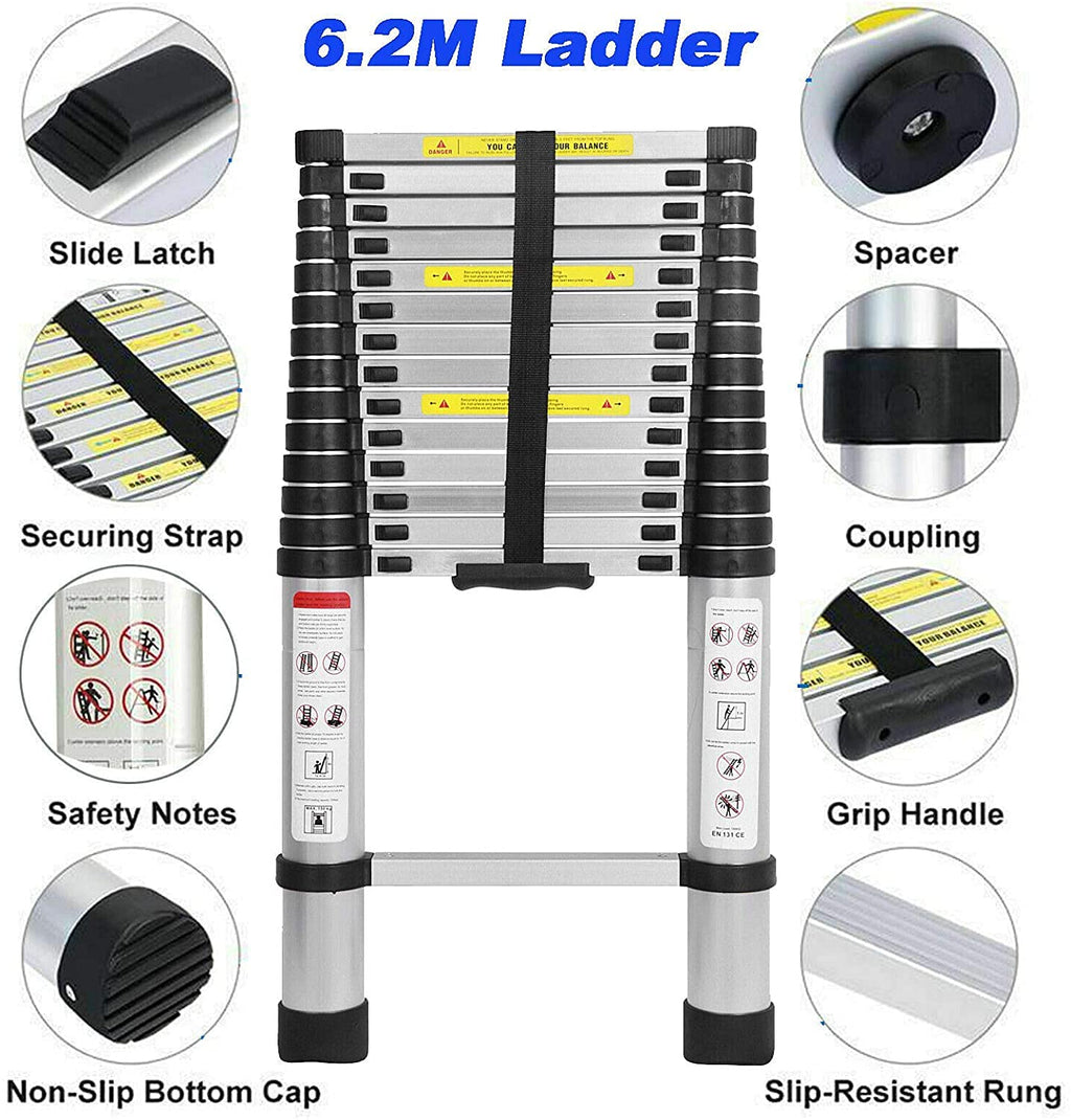20FT Aluminum Telescoping Ladder 330 lbs Capacity N3291