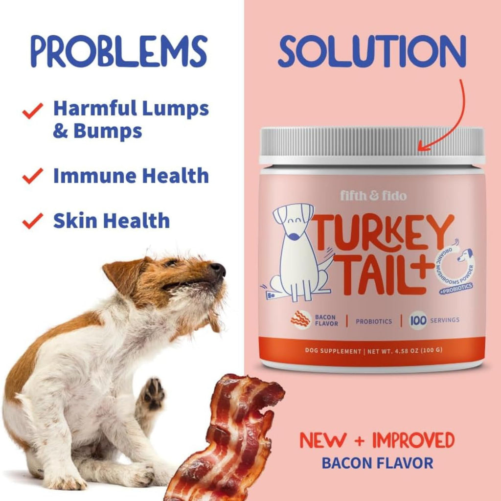 Turkey Tail Mushroom for Dogs Bacon Powder Probiotic E50570