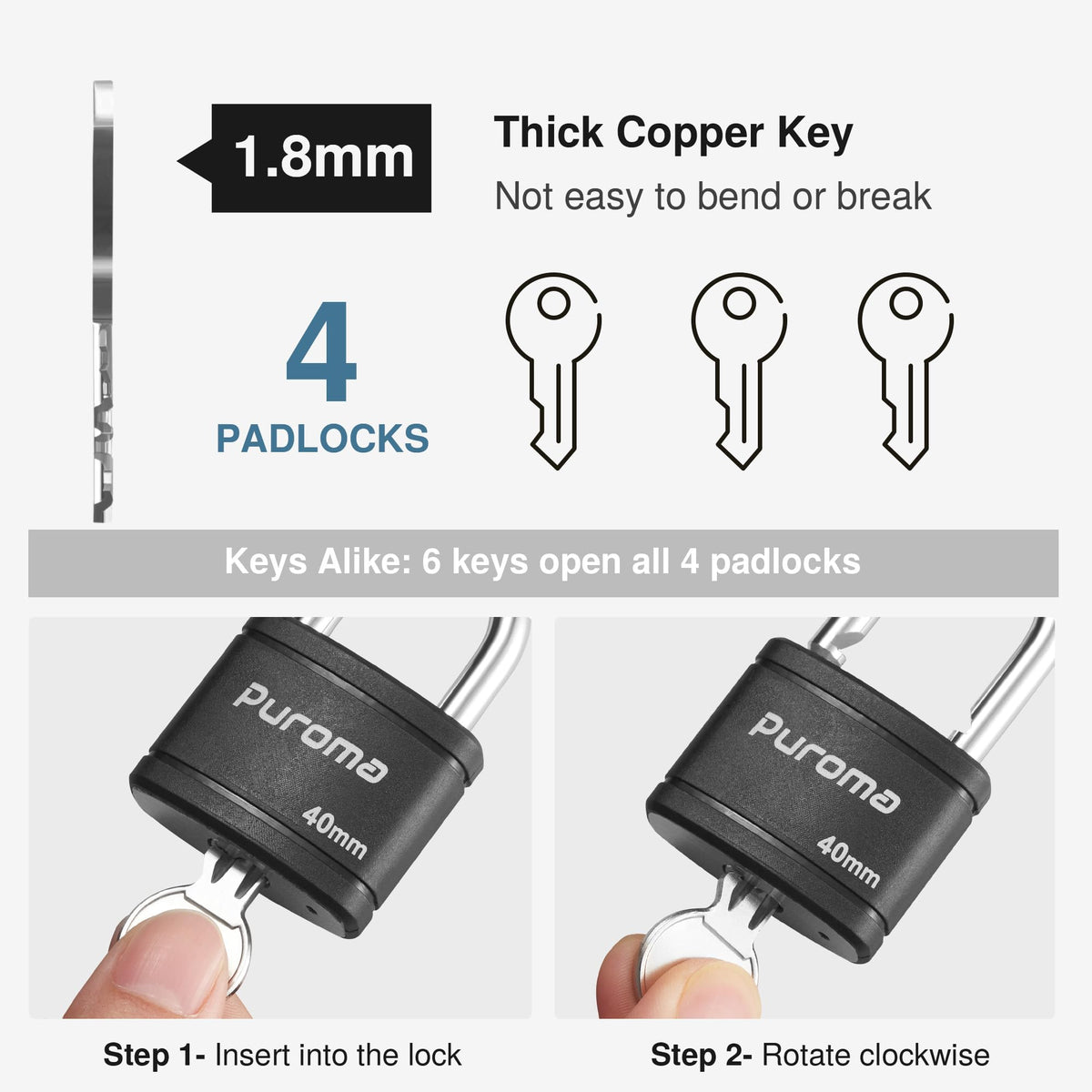 Black Keyed Padlock M4503