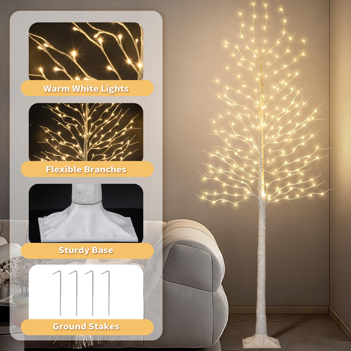 4+6+8FT 3PK Prelit Artificial Christmas Trees with LED Lights X41651