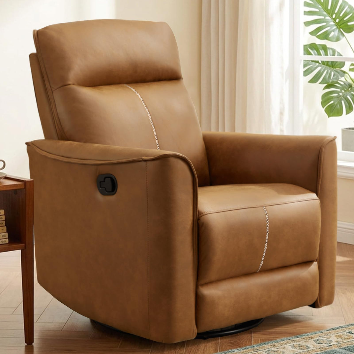 Manual Swivel Rocker Recliner Faux Leather B151124