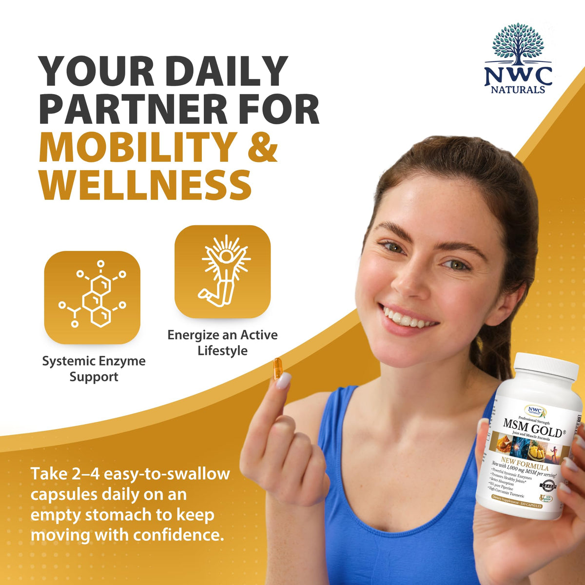 MSM Supplement 1,000 mg 150 Capsules H8462