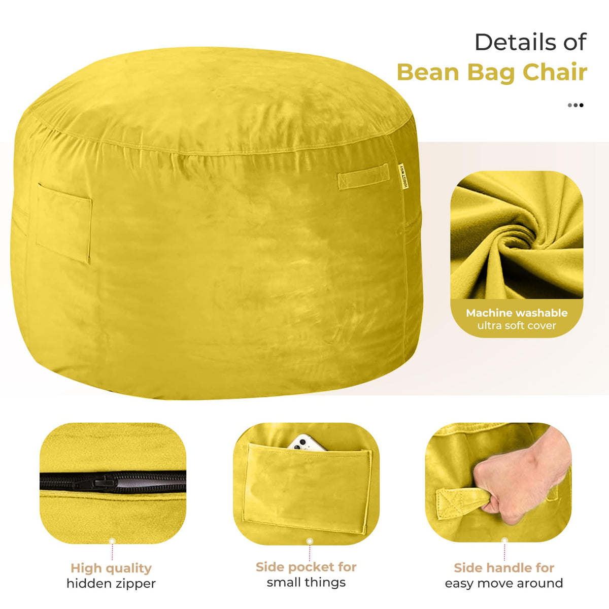 Giant 4' Memory Foam Bean Bag Chair with Microfiber Cover U141308