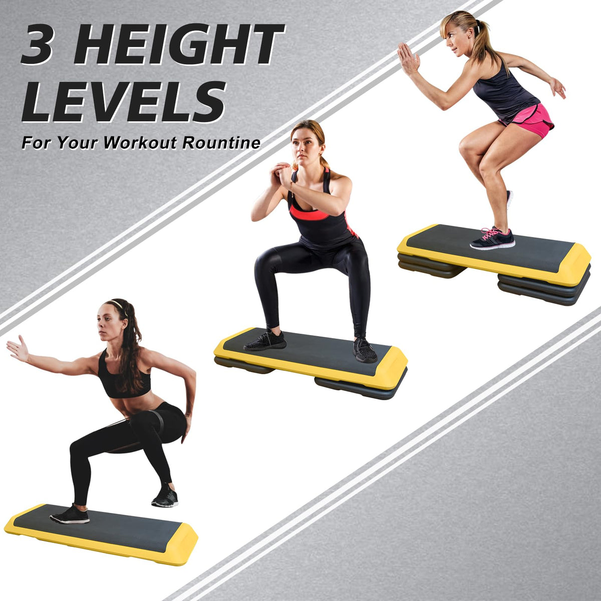 43'' Adjustable Exercise Stepper with 4 Detachable Risers X174881