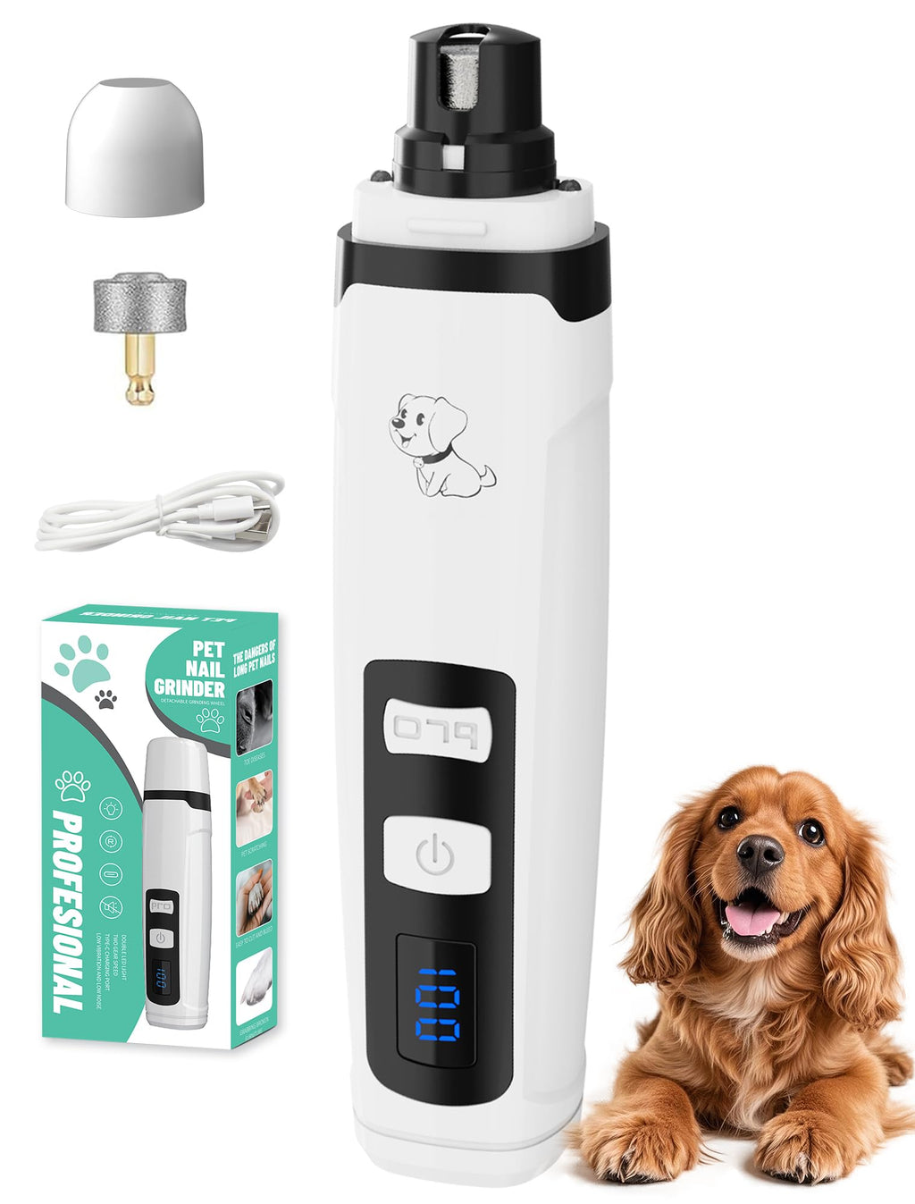 Dog Nail Grinder, 2-Speed with Light G247643
