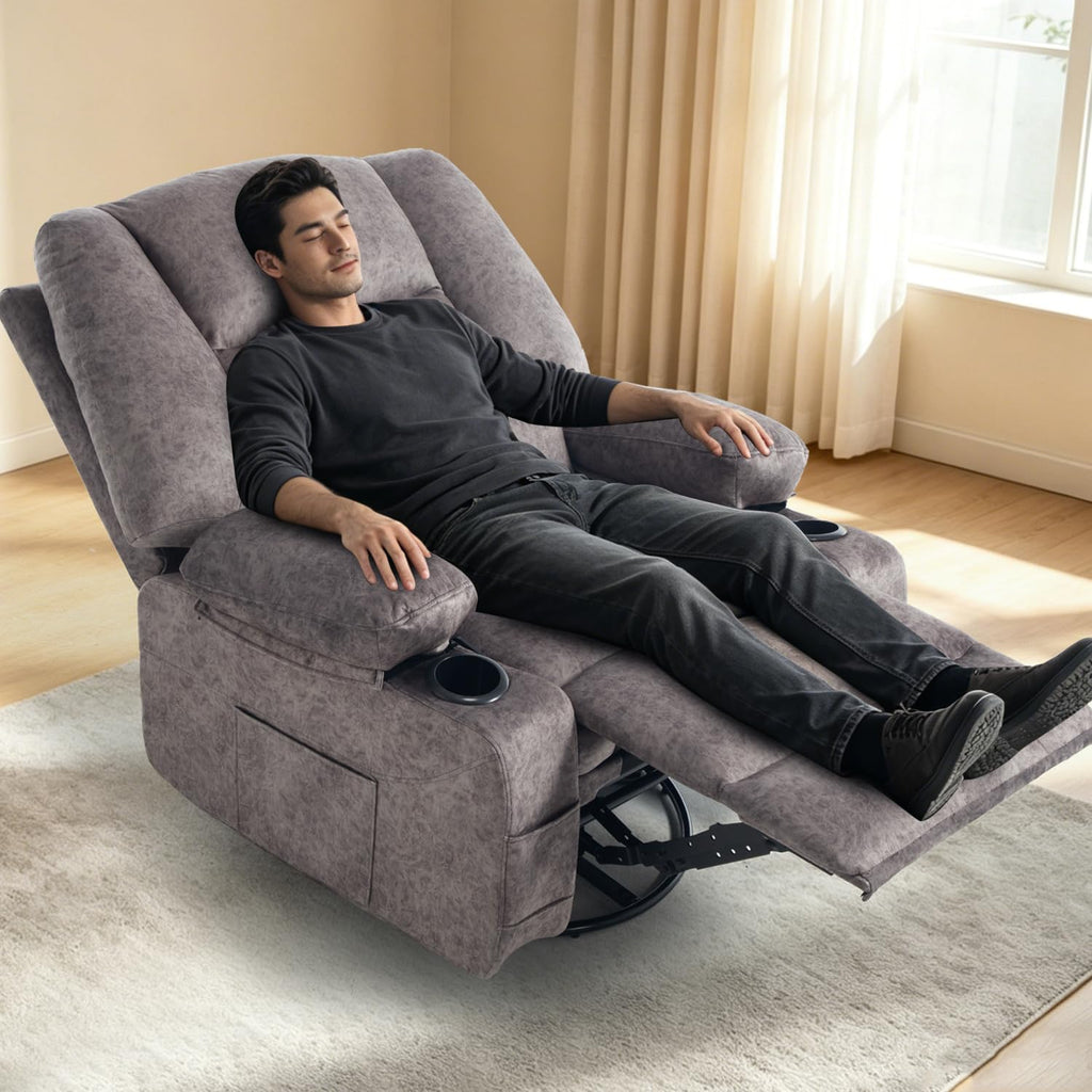 Oversized Grey Swivel Rocking Recliner Chair B938250
