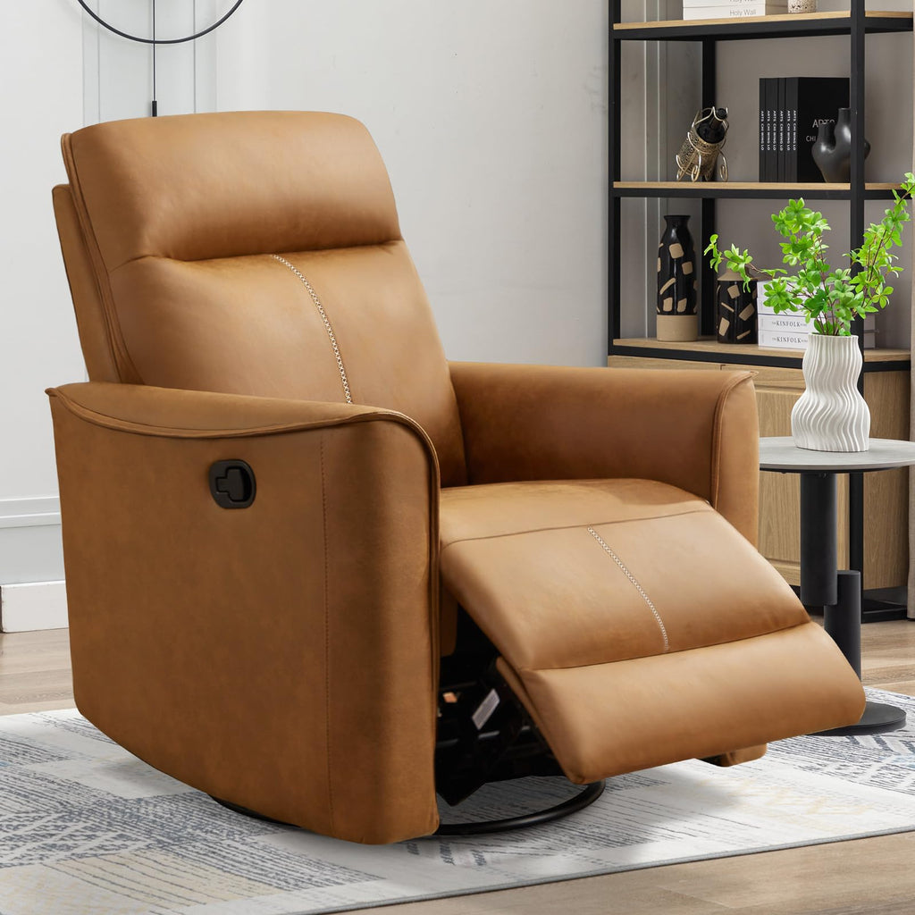 Manual Swivel Rocker Recliner Faux Leather B151124