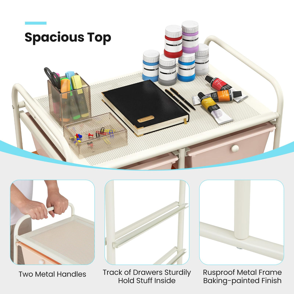 10 Drawer Rolling Storage Cart with Metal Frame E4780