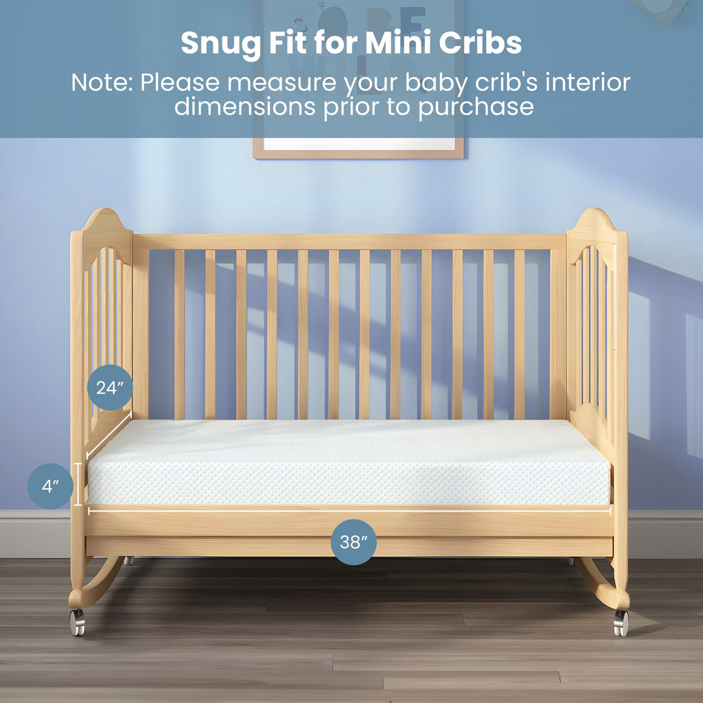 Mini Crib Mattress, 38x24x4 Inch Dual-Sided Gel Memory Foam P9967
