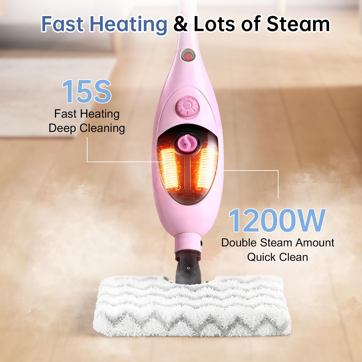 1200W Steam Mop Cleaner with Double-Sided Pads Z3702