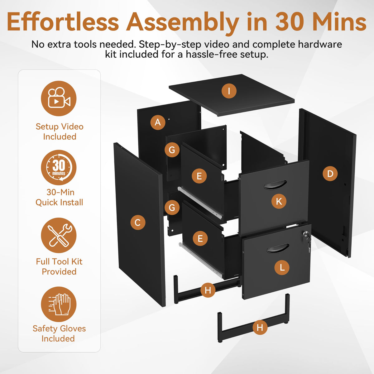 2 Drawer Metal File Cabinet with Lock Z9443