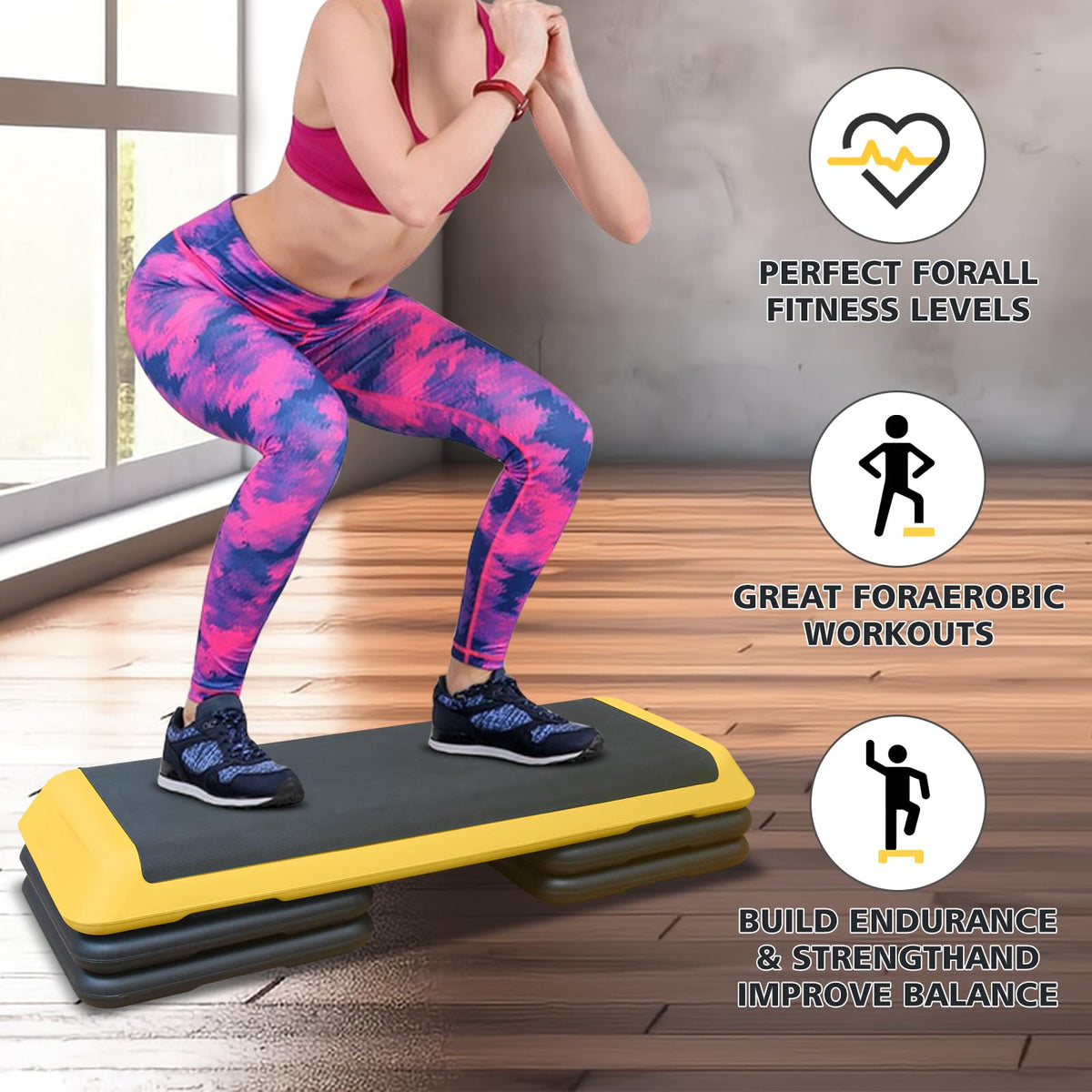 43'' Adjustable Exercise Stepper with 4 Detachable Risers X174881