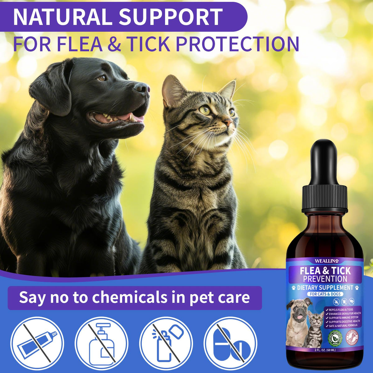 Flea and Tick Prevention for Cats & Dogs 60ml F4613