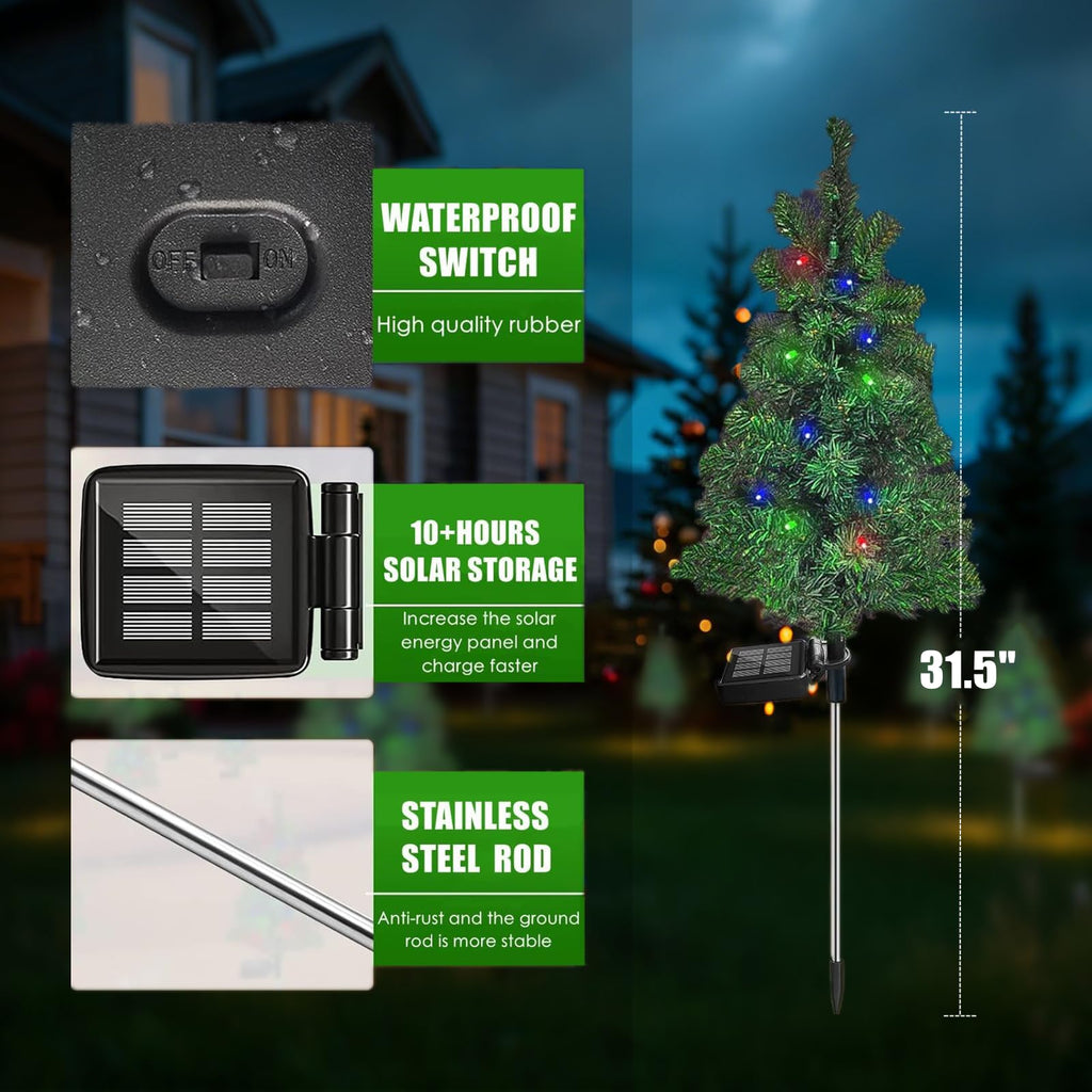 Solar Christmas Tree Garden Stake Lights Outdoor Waterproof Y3038