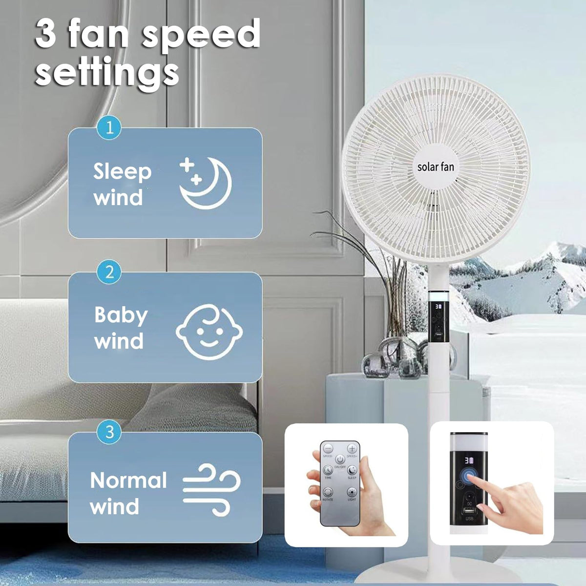 16 in Portable Rechargeable Oscillating Standing Fan J871792