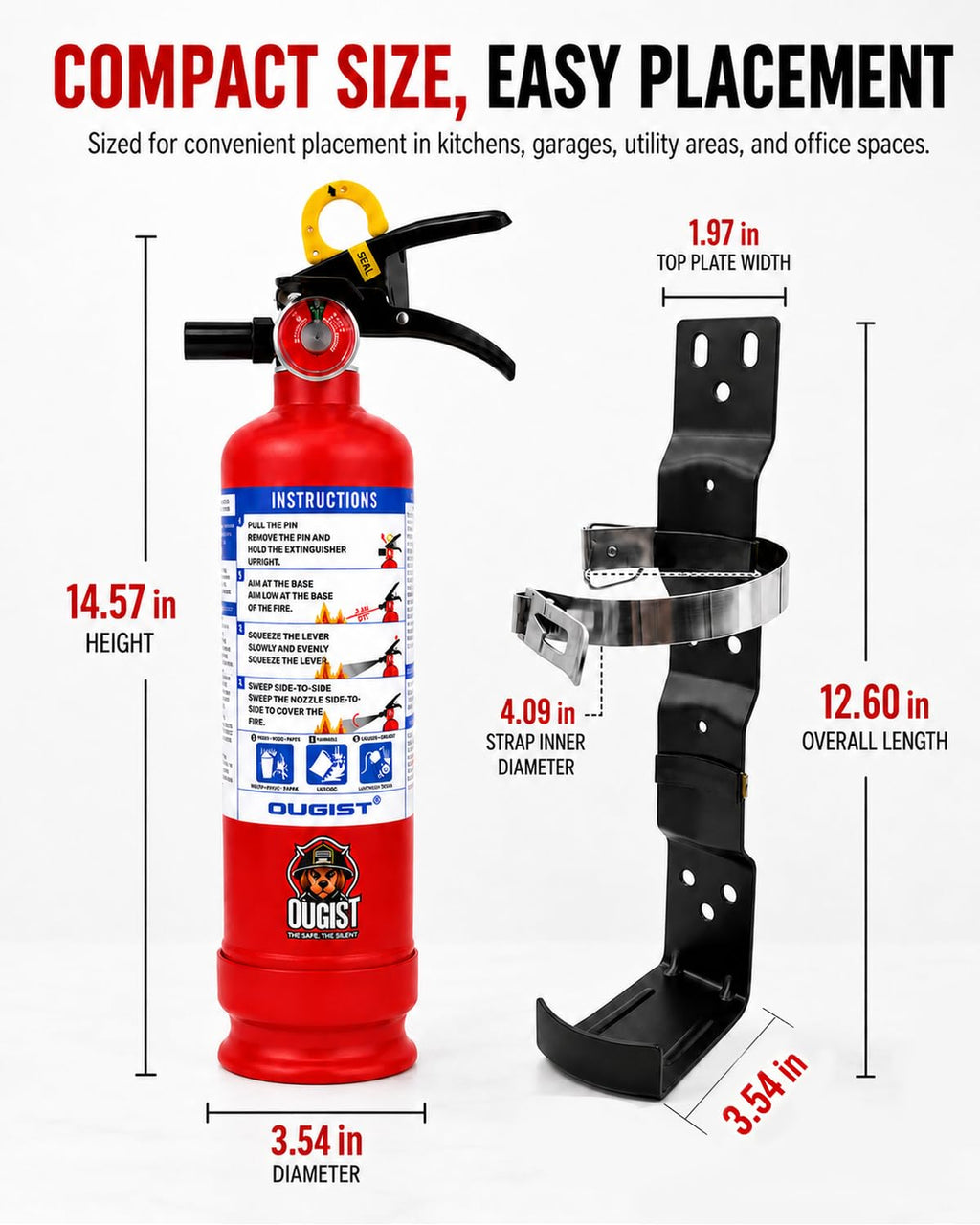 2.5 lb ABC Dry Chemical Fire Extinguisher with Wall Mount D76066