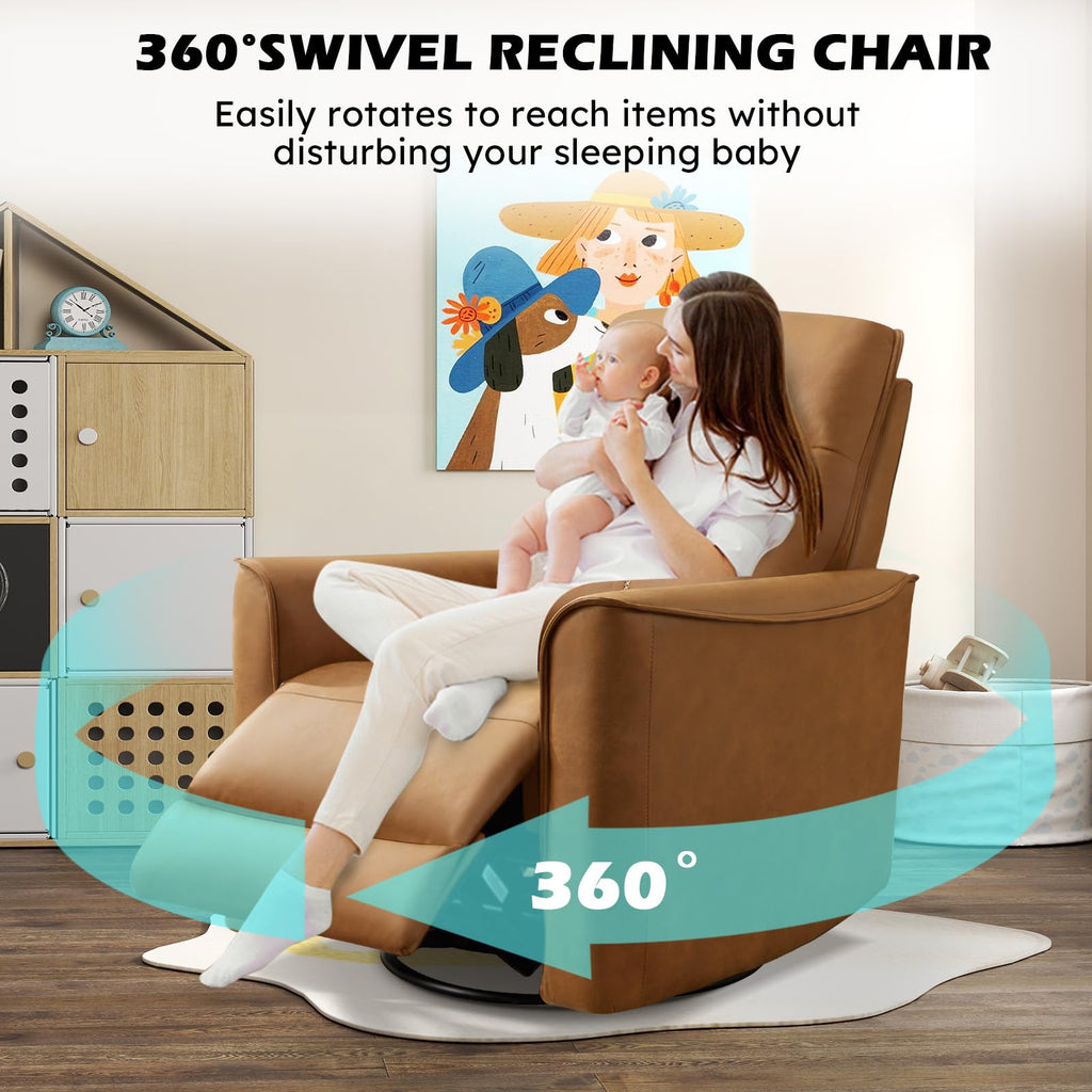 Manual Swivel Rocker Recliner Faux Leather B151124