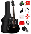 12 String Acoustic Electric Guitar Spruce Top Bone Nut Black Matte Y126