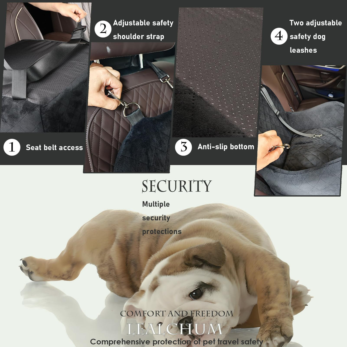 Dog Booster Car Seat for Small/Medium Dogs Up to 35lbs, Black, Medium S653