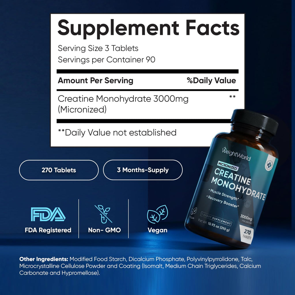 Micronized Creatine Monohydrate 3000mg 270 Ct F8197