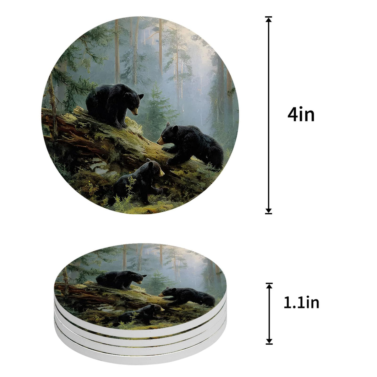 Set of 8 Absorbent Ceramic Coasters with Cork Base J9890